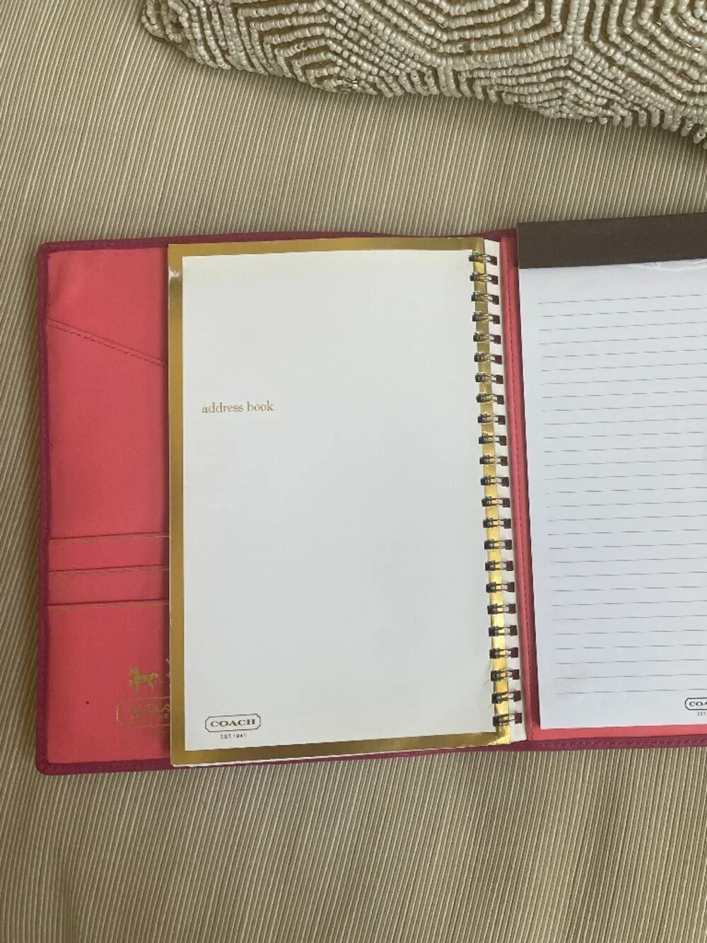 Coach Legacy Turnlock Planner Cover Pink Leather Agenda, Pen, Notebook Rare Y2K